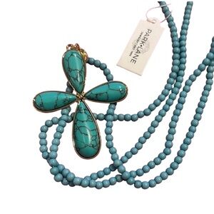 Park Lane Turquoise Necklace new cross beaded jewelry NWT beach blue pendant